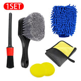 6Pcs Car Cleaning Brush Set Detailing Brushes Wash Towel Kit Universal Wet and Dry Car Air Vent Wheel Tire Cleaning Accessories