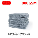 SEAMETAL 3/1Pcs Car Microfiber Towel 800GSM Super Absorption Car Cleaning Hemming Cloth Auto Wash Drying Towels Detailing Rags