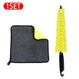 Car Detailing Brush Rag Set Fast Dry Microfiber Towel Car Wheel Cleaning Kit 29Cm Washing Brushes for Rim Car Wash Accessories